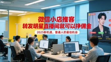 微信小店推客，转发明星直播间就可以挣佣金，2025新机遇，普通人的最佳机会-灼光资源宝库