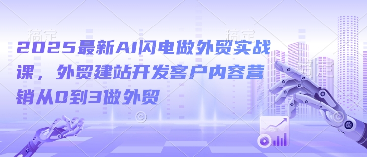 2025最新AI闪电做外贸实战课，外贸建站开发客户内容营销从0到3做外贸-蘑菇资源宝库