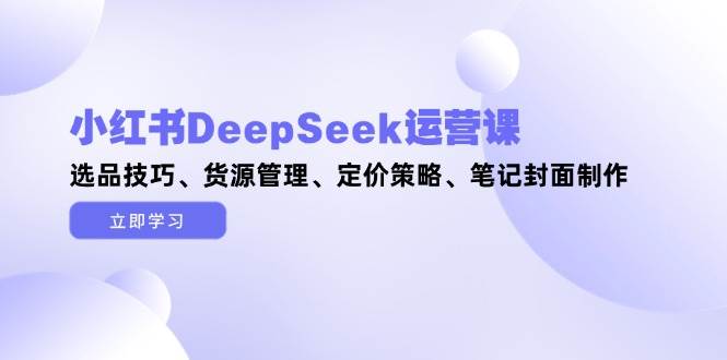 小红书DeepSeek运营课，选品技巧、货源管理、定价策略、笔记封面制作-灼光资源宝库