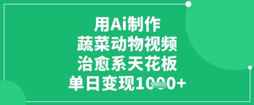 用Ai制作蔬菜动物视频，治愈系天花板，单日变现1k-灼光资源宝库