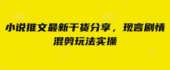 小说推文最新干货分享，现言剧情混剪玩法实操-灼光资源宝库