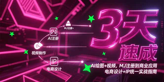 3天速成AI绘图+视频，MJ注册到商业应用，电商设计+IP统一实战指南-灼光资源宝库