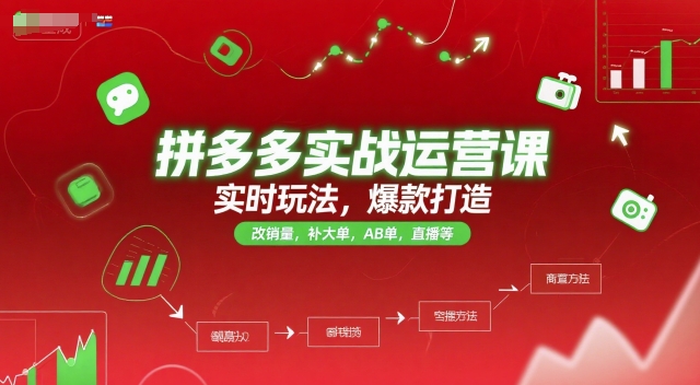 拼多多实战运营课，实时玩法，爆款打造，改销量，补大单，AB单，直播等(更新2025月)-灼光资源宝库