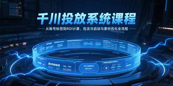 千川投放系统课程,从账号标签到ROI计算,包含冷启动与素材优化全流程-灼光资源宝库