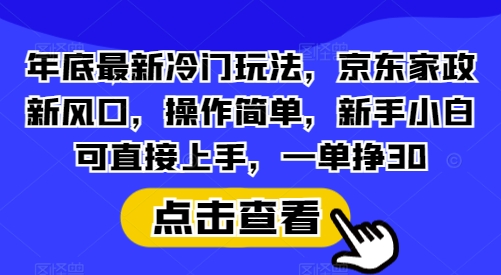 年底最新冷门玩法,京东家政新风口,操作简单,新手小白可直接上手,一单挣30【揭秘】-灼光资源宝库