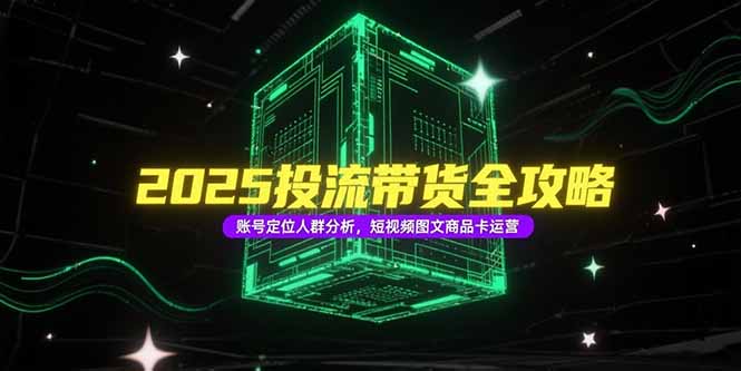 2025投流带货全攻略,账号定位人群分析,短视频图文商品卡运营-灼光资源宝库