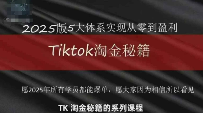 TikTok跨境2025淘金秘籍，​2025TikTok从0到盈利变现-灼光资源宝库