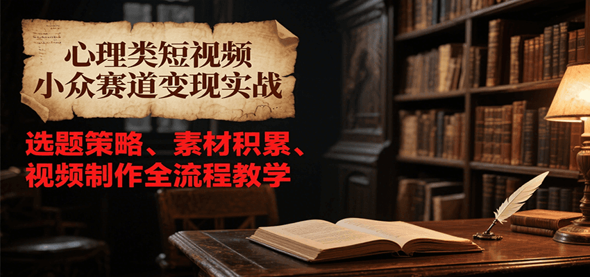 心理类短视频小众赛道变现实战，选题策略、素材积累、视频制作全流程教学-灼光资源宝库