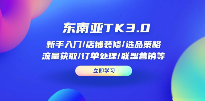东南亚TK3.0：新手入门/店铺装修/选品策略/流量获取/订单处理/联盟营销等-灼光资源宝库