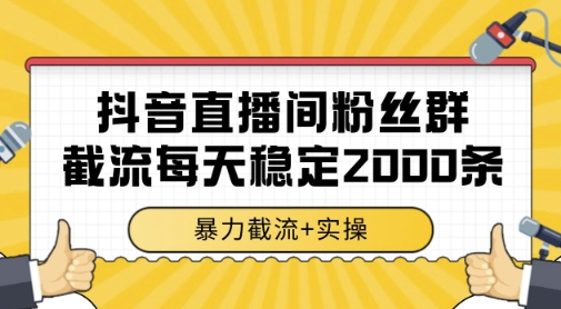 抖音直播间粉丝群暴力截流，一台电脑每天稳定2000条数据，暴力截流+实操 【揭秘】-灼光资源宝库