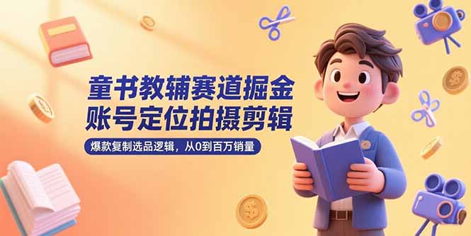 童书教辅赛道掘金，账号定位拍摄剪辑，爆款复制选品逻辑，从0到百万销量-灼光资源宝库