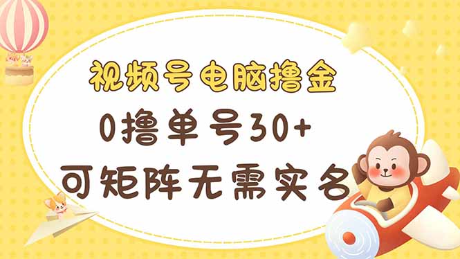 视频号电脑撸金 0撸单号30+ 可矩阵 无需实名多号多得-灼光资源宝库