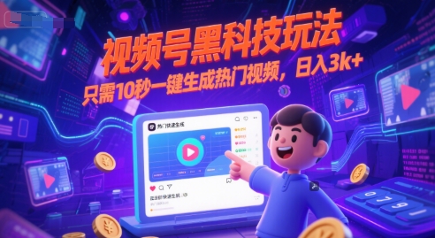 视频号黑科技玩法，只需10秒一键生成热门视频，日入3k+【揭秘】-灼光资源宝库