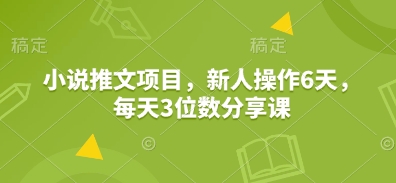 小说推文项目,新人操作6天,每天3位数分享课-灼光资源宝库