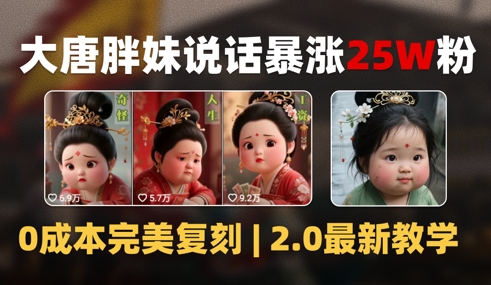 AI大唐胖贵妃说话2.0，40条视频暴涨40w粉，附独家变现攻略-灼光资源宝库