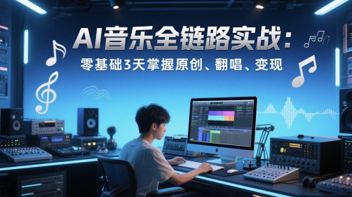 AI音乐全链路实战变现课：零基础3天掌握原创、翻唱、变现-灼光资源宝库
