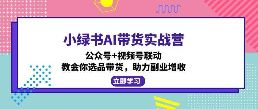 小绿书AI带货实战营：公众号+视频号联动，教会你选品带货，助力副业增收-蘑菇资源宝库