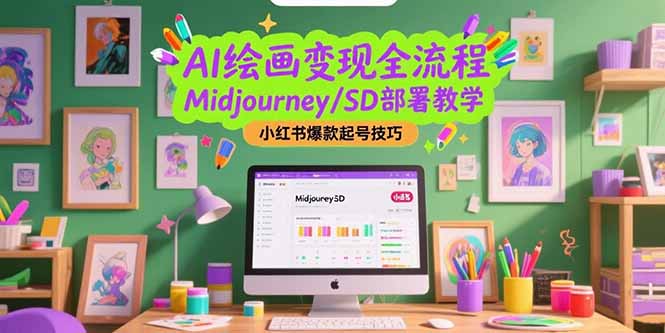 AI绘画变现全流程，Midjourney/SD部署教学，小红书爆款起号技巧-灼光资源宝库