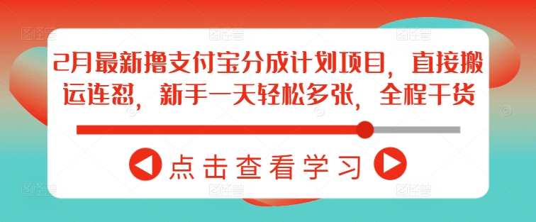 2月最新撸支付宝分成计划项目，直接搬运连怼，新手一天轻松多张，全程干货-灼光资源宝库