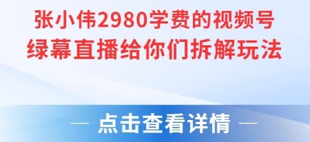 张小伟2980付费额视频号绿幕直播给你们拆解玩法-灼光资源宝库