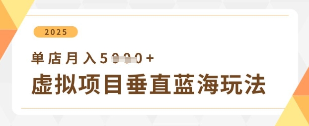 虚拟项目垂直玩法，实现单店月入5k+-灼光资源宝库