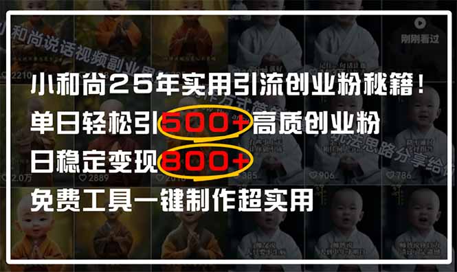 小和尚2025年实用引流秘籍！单日轻松引500+高质量创业粉，日变现800+，...-灼光资源宝库