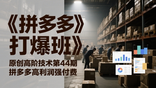 《拼多多打爆班》原创高阶技术第44期，拼多多高利润强付费-灼光资源宝库