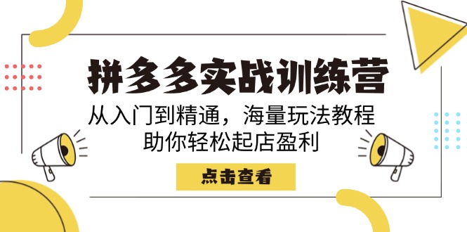 拼多多实战训练营，从入门到精通，海量玩法教程，助你轻松起店盈利-灼光资源宝库