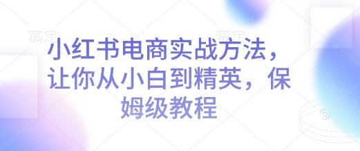小红书电商实战方法，让你从小白到精英，保姆级教程-灼光资源宝库
