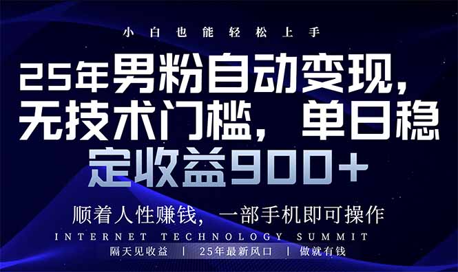 25年男粉自动变现，小白轻松上手，日入900+-灼光资源宝库