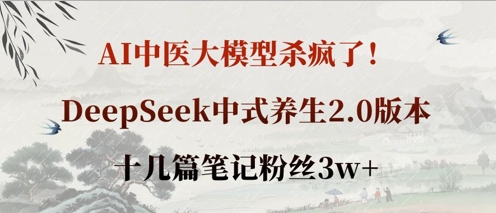 AI中医大模型杀疯了！DeepSeek中式养生2.0版本，十几篇笔记粉丝3w+-灼光资源宝库