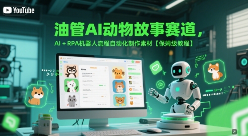 油管AI动物故事赛道，AI+RPA机器人流程自动化制作素材【保姆级教程】-灼光资源宝库