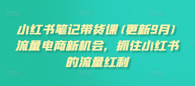 小红书笔记带货课(更新25年4月)流量电商新机会，抓住小红书的流量红利-蘑菇资源宝库