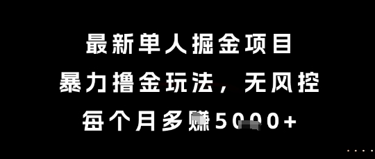 最新单人掘金项目，暴力撸金玩法，无风控，每个月多挣5k+【揭秘】-灼光资源宝库