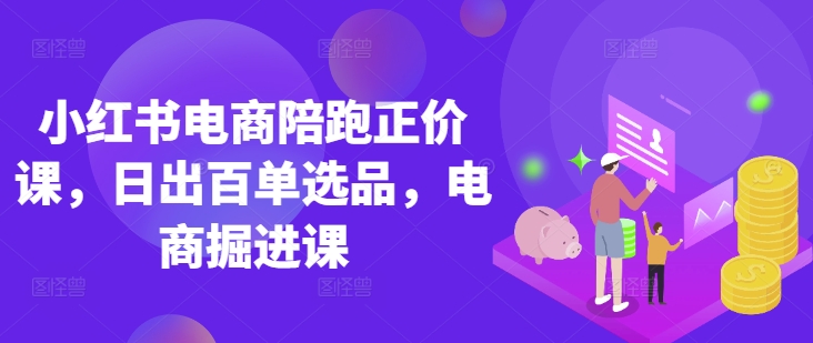 小红书电商陪跑正价课,小红书官方认证电商讲师教学,日出百单选品,电商掘进课-灼光资源宝库