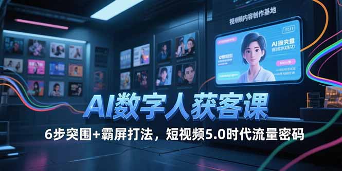 AI数字人获客课，6步突围+霸屏打法，短视频5.0时代流量密码-灼光资源宝库