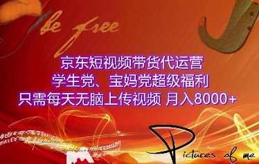 京东短视频带货代运营，学生党、宝妈党超级福利，只需每天无脑上传视频，月入8000+【仅揭秘】-灼光资源宝库