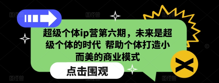 超级个体ip营第六期，未来是超级个体的时代  帮助个体打造小而美的商业模式-灼光资源宝库