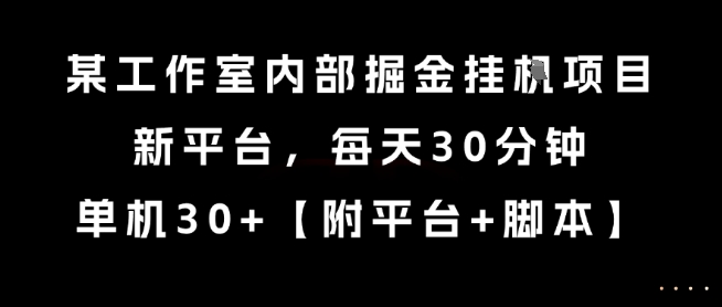 某工作室内部掘金挂G项目，新平台，每天30分钟，单机30+【揭秘】-灼光资源宝库