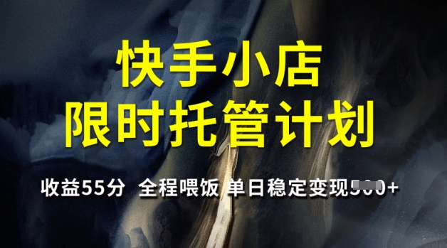 快手小店限时托管计划,收益55分,全程喂饭,单日稳定变现5张【揭秘】-灼光资源宝库
