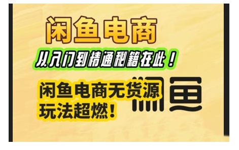 闲鱼电商实战课，从入门到精通秘籍在此，闲鱼电商无货源玩法超燃!-灼光资源宝库