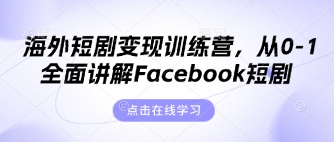 海外短剧变现训练营，从0-1全面讲解Facebook短剧-灼光资源宝库