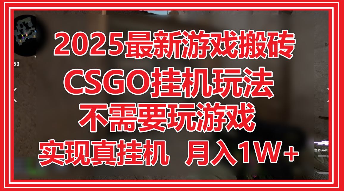2025最新游戏搬砖，CSGO挂机，不需要玩游戏，实现真挂机，月入1W+-灼光资源宝库