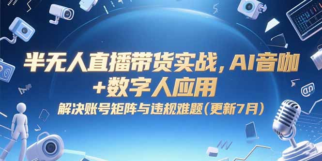 半无人直播带货实战，AI音咖+数字人应用 解决账号矩阵与违规难题(更新7月-灼光资源宝库