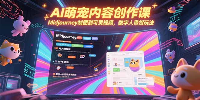AI萌宠内容创作课，Midjourney制图到可灵视频，数字人带货玩法-灼光资源宝库
