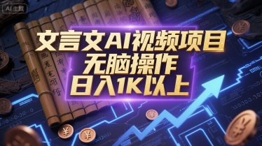 文言文AI视频项目，无脑操作，日入1K以上-灼光资源宝库