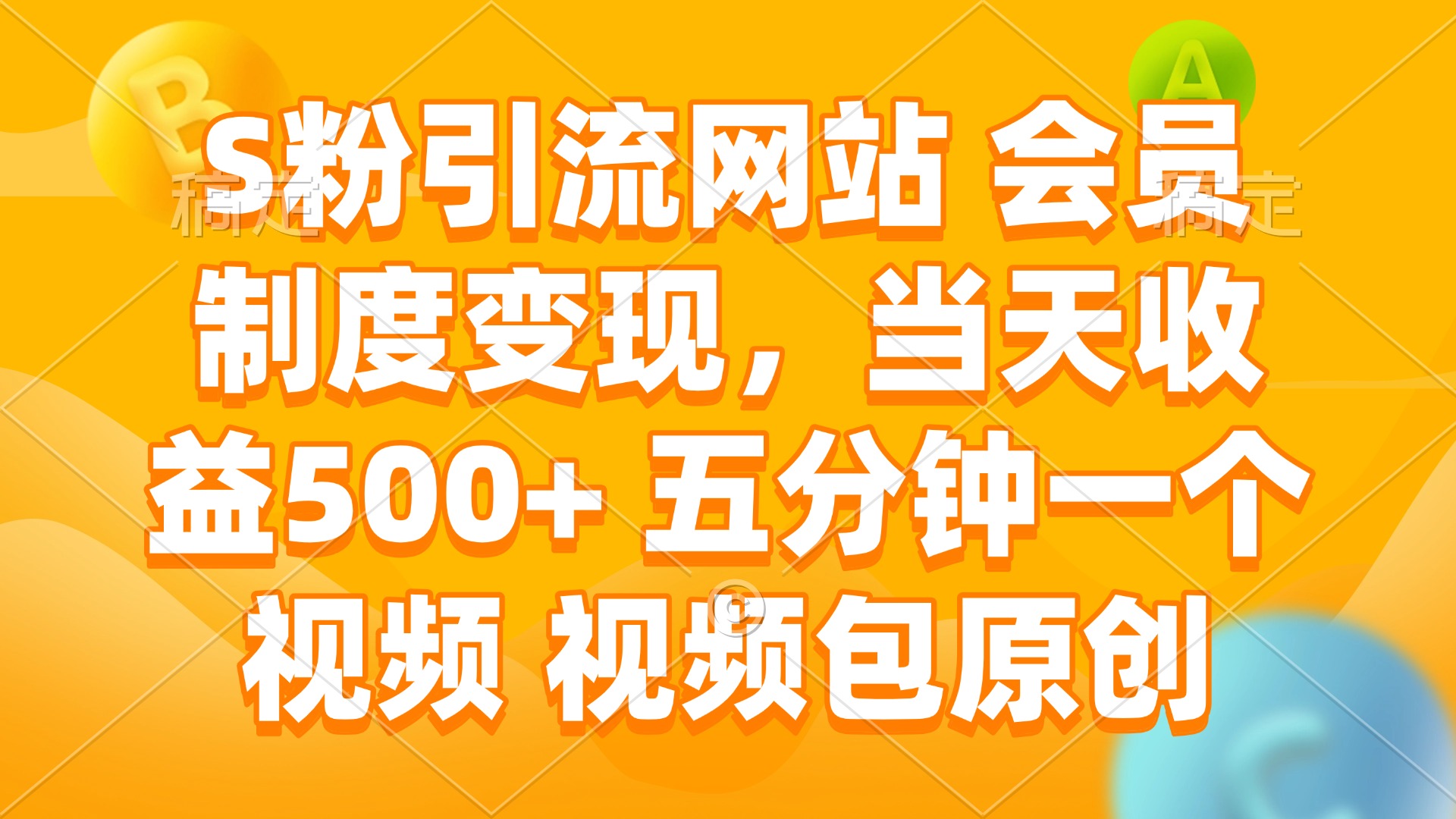 S粉引流网站 会员制度变现，当天收益500+ 五分钟一个视频 视频包原创-灼光资源宝库