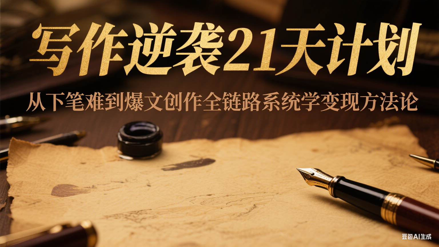 写作逆袭21天计划：从下笔难到爆文创作全链路系统学变现方法论-蘑菇资源宝库