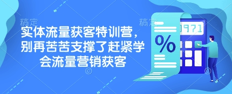 实体流量获客特训营,别再苦苦支撑了赶紧学会流量营销获客-灼光资源宝库