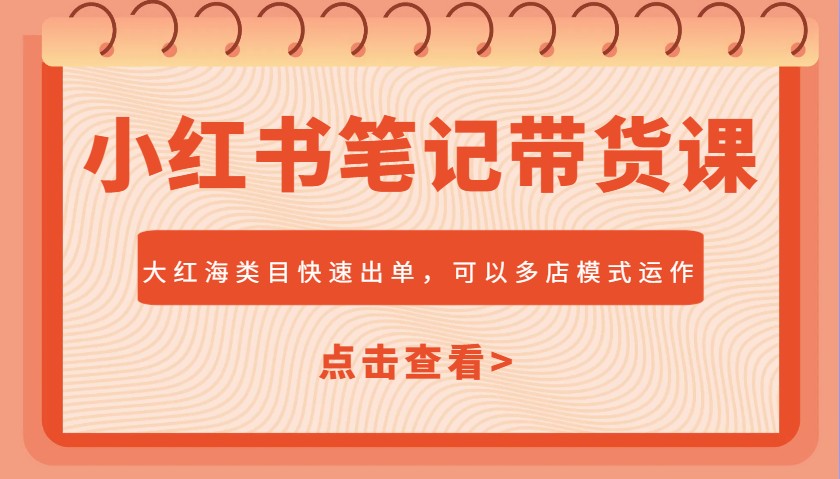 小红书笔记带货课，大红海类目快速出单，市场大，可以多店模式运作(更新)-灼光资源宝库